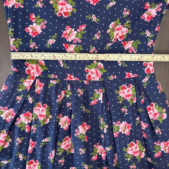 Frock Shop‎ Dress Women's Medium Navy Pink Floral Feminine Fit and Flare - Picture 12 of 14